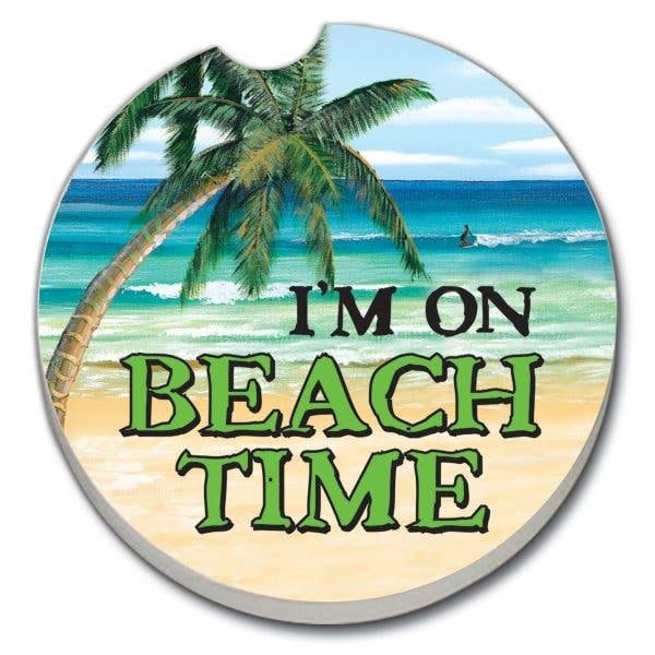 CounterArt and Highland Home I'm On Beach Time Stone Car Coaster