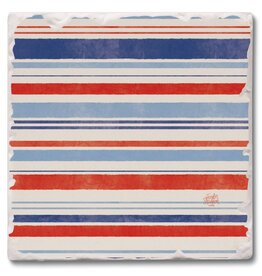 CounterArt and Highland Home Nautical Stripe Single Tumbled Tile Coaster