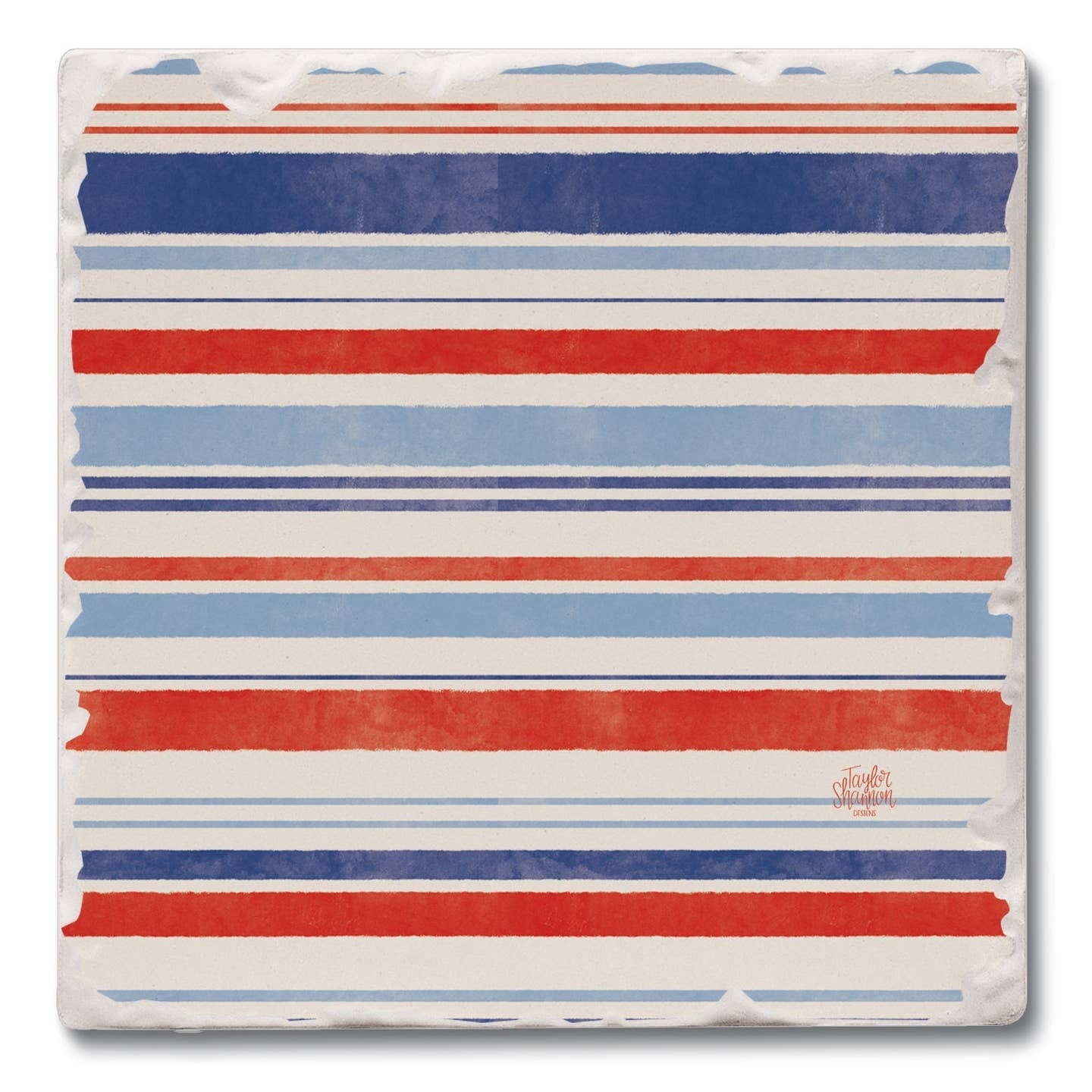 CounterArt and Highland Home Nautical Stripe Single Tumbled Tile Coaster