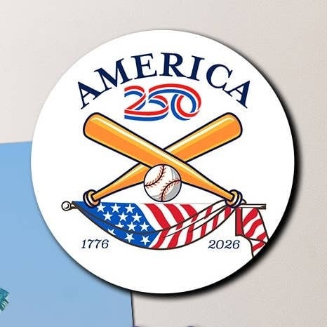 Round America250  Baseball Magnet