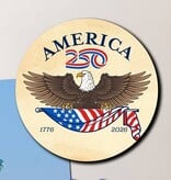 Round America250 Magnet w Eagle and Flag