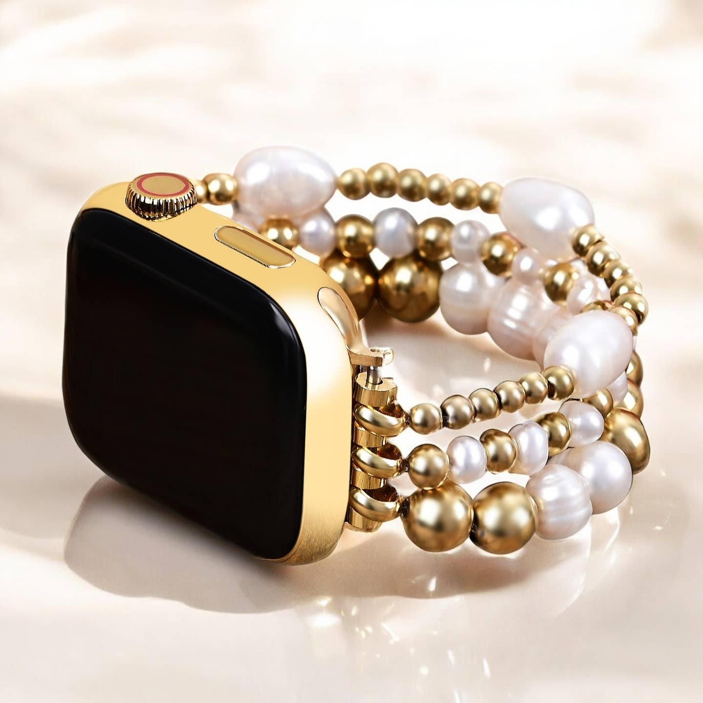 Cape Diablo Golden Freshwater Pearl Stretch Apple Watch Strap
