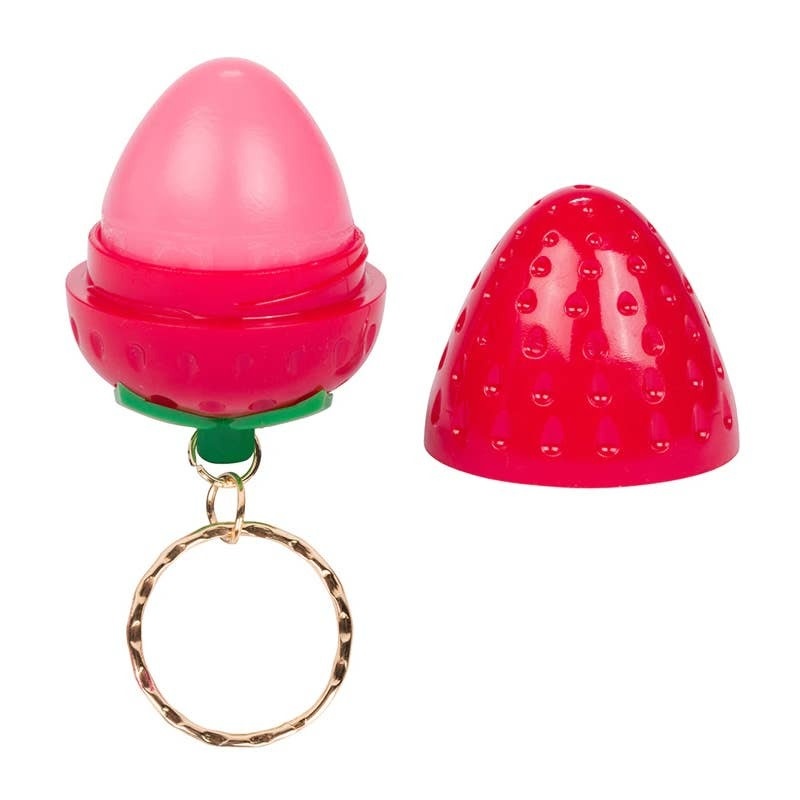 FLEURISH Sweet & Juicy Strawberry Shaped Lip Balm Keychain