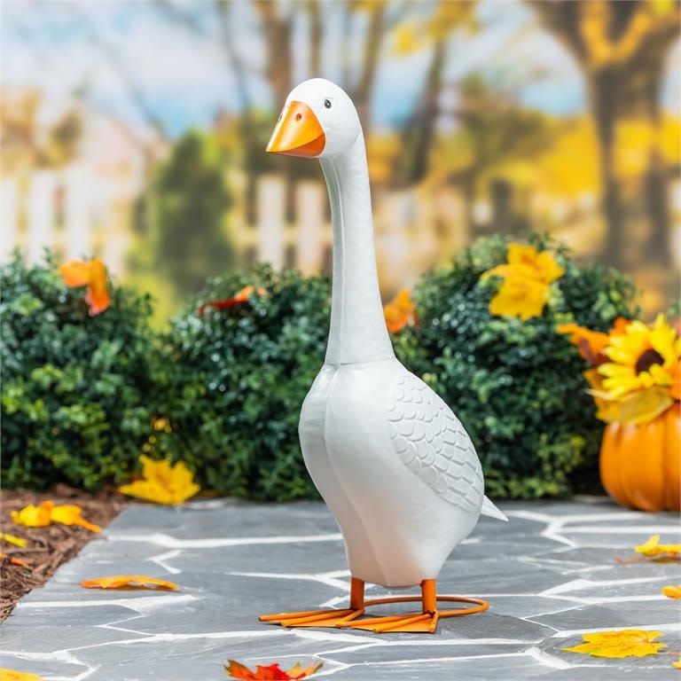 Evergreen Giddy the Porch Goose Statue, Metal, 21"H