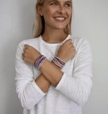 Erin Gray 3mm Gold Water Pony Waterproof Bracelet Hair Bands in Purple and White (#11)