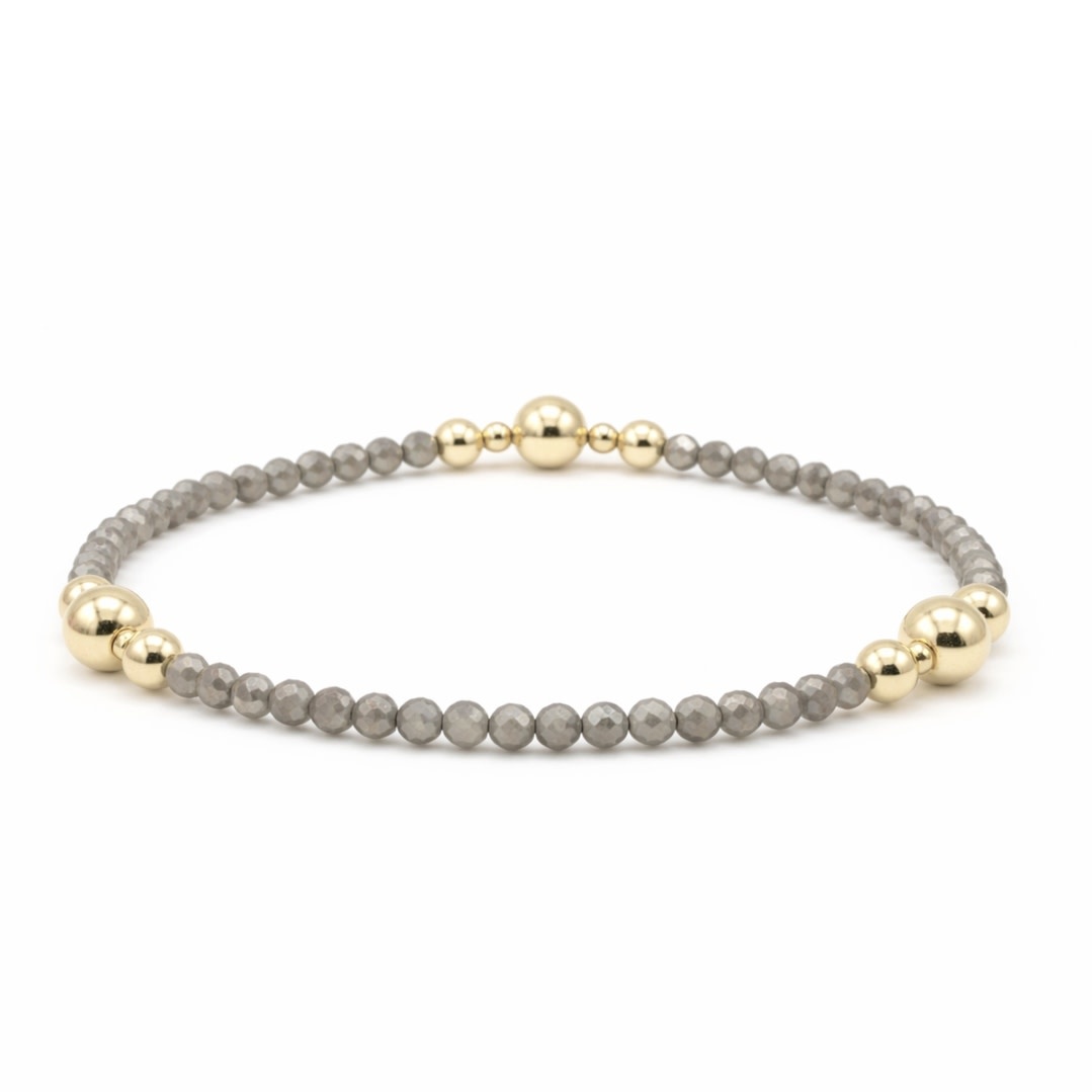Erin Gray The Nantucket Shimmer Gray & 14k Gold- Filled Beaded Bracelet