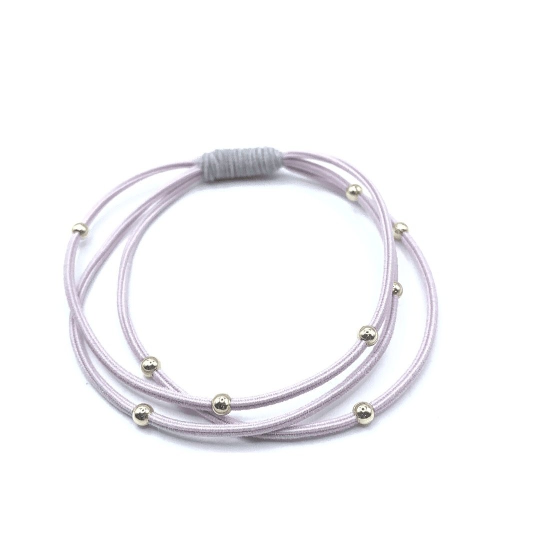 Erin Gray Single Water Pony 3mm Gold Waterproof Hair Band in Pink and Light Gray