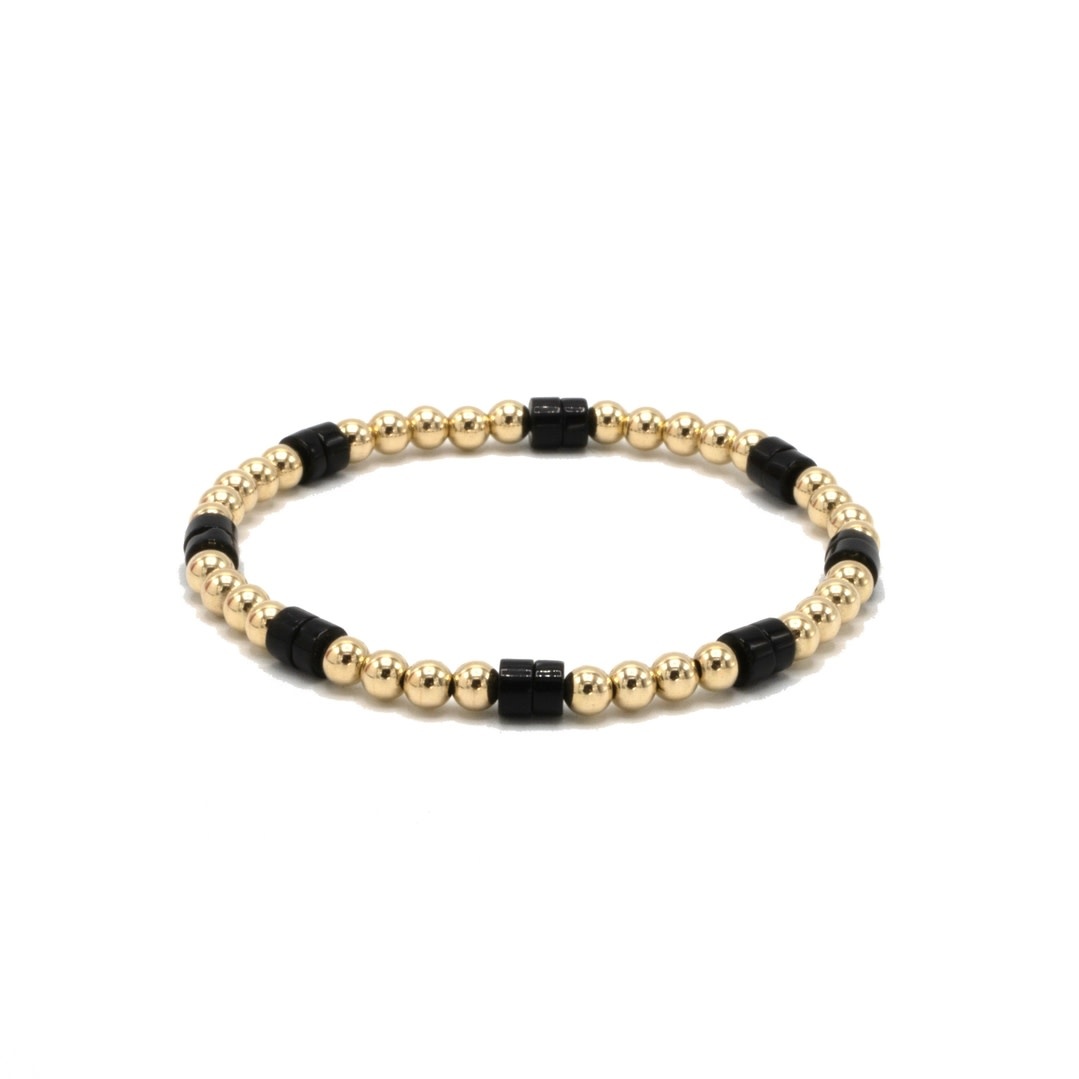 Erin Gray The Heishi Black Stone & 14k Gold-Filled Waterproof Bracelet