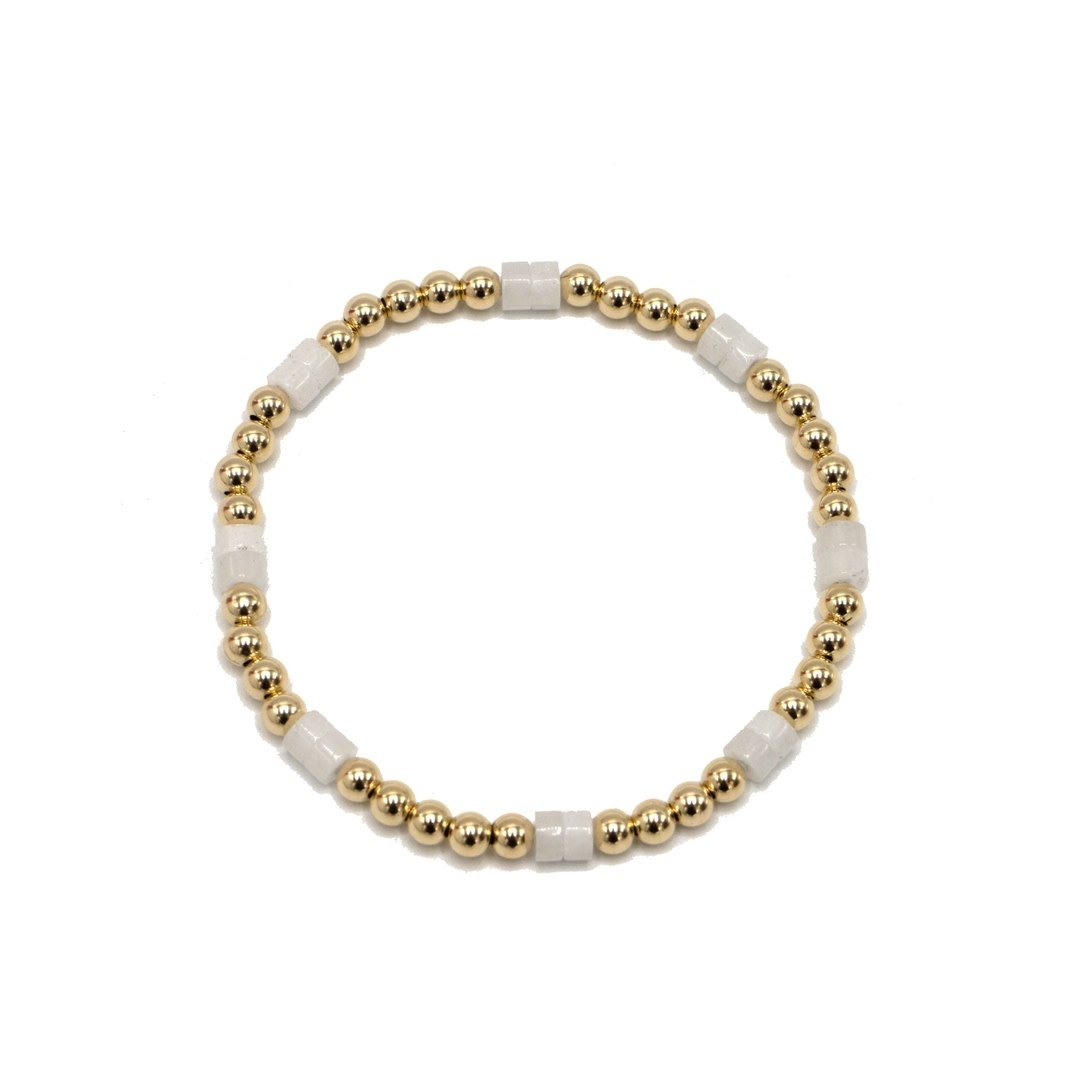 Erin Gray The Heishi White Stone & 14k Gold-Filled Waterproof Bracelet