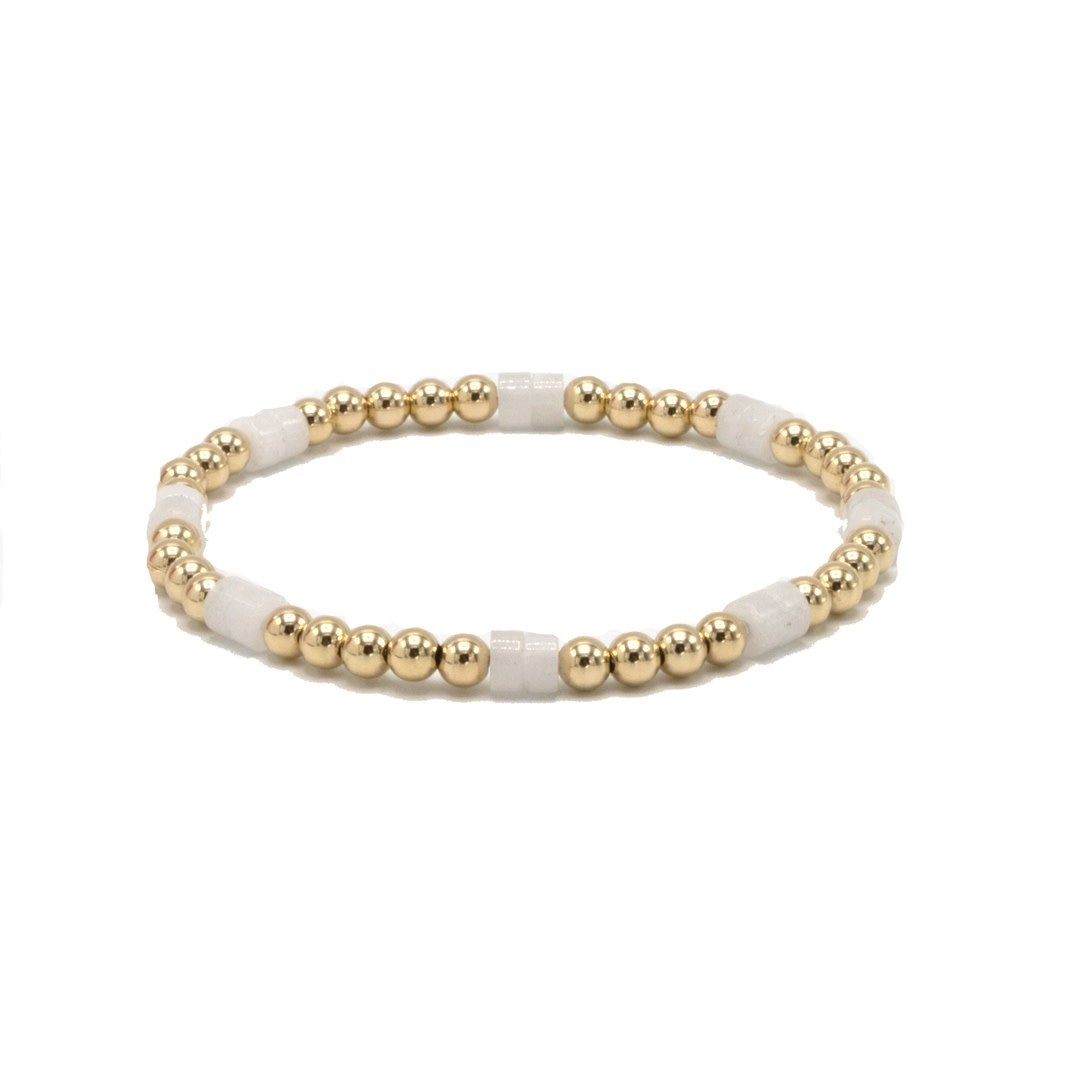 Erin Gray The Heishi White Stone & 14k Gold-Filled Waterproof Bracelet