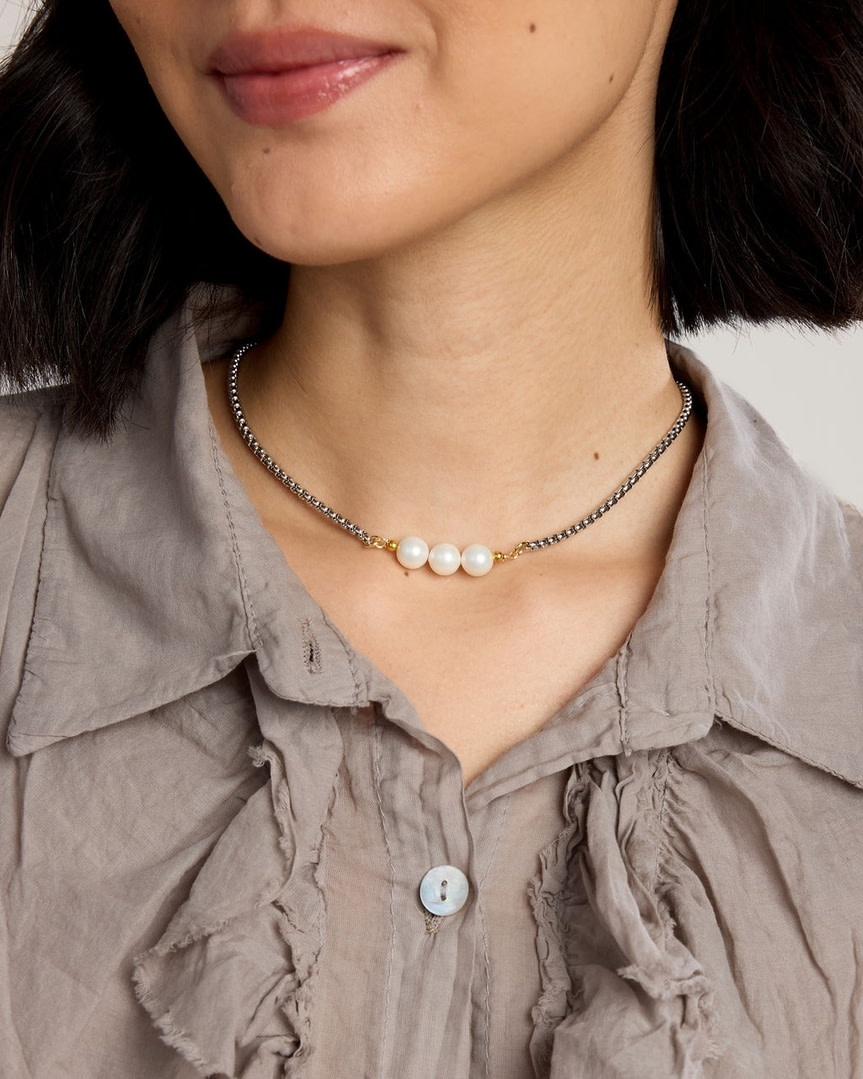Cobblestone Living Shelby Three Strand pearl Necklace