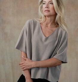 Cobblestone Living Taupe Coletta Short Sleeve Sweater