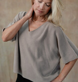 Cobblestone Living Taupe Coletta Short Sleeve Sweater