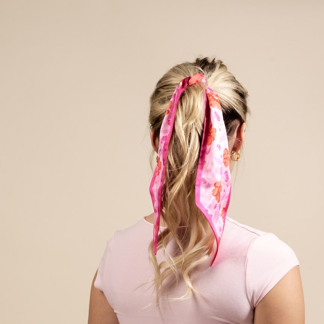 FLEURISH Twirl & Tie Scarf Accessory-Poppin' Petals Hot Pink