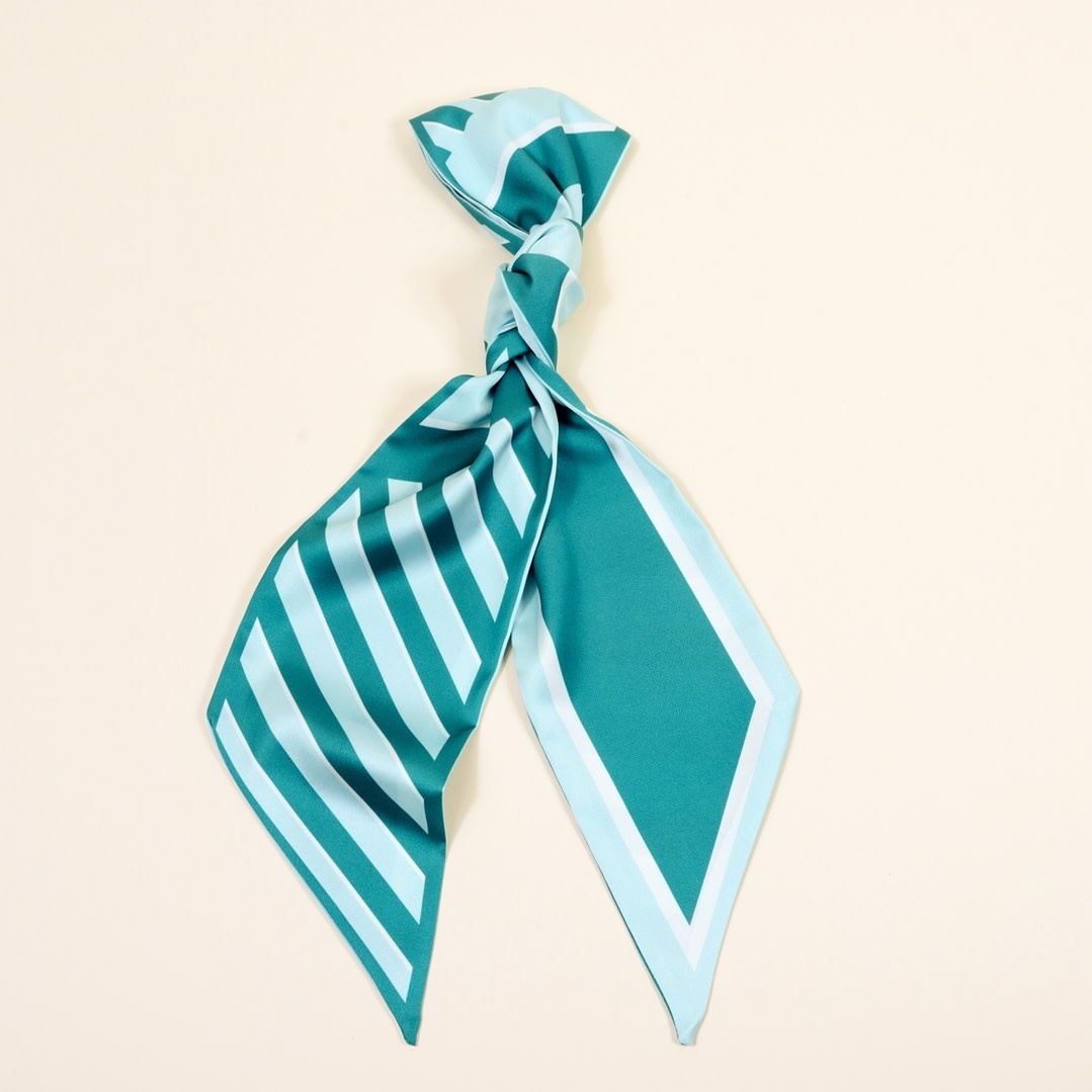 FLEURISH Twirl & Tie Scarf Accessory-Sicily Stripes Teal