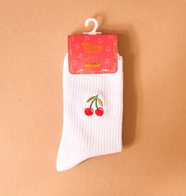 FLEURISH Embroidered Crew Socks–Cherries