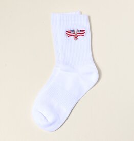 FLEURISH Embroidered Crew Socks–American Flags
