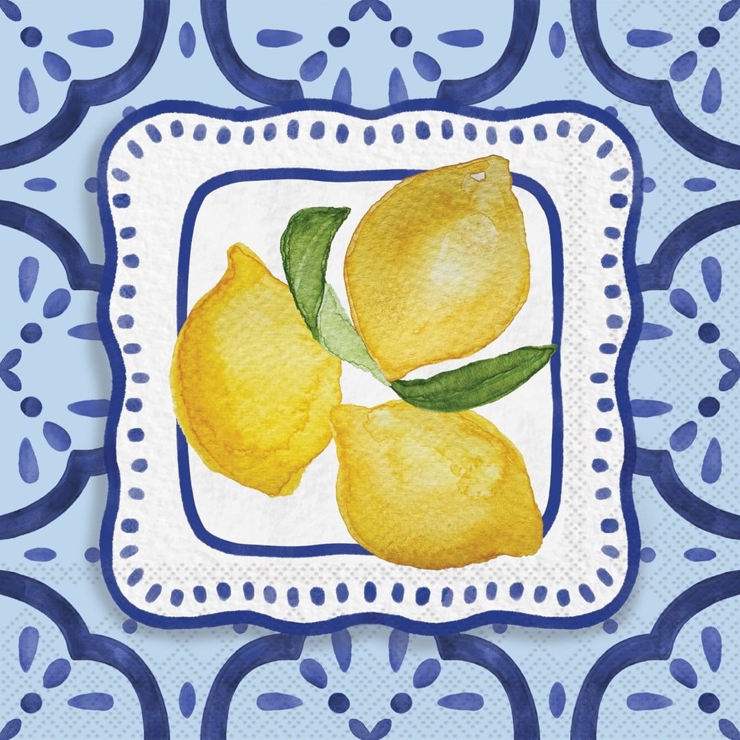 Boston International Paper Cocktail Napkins 20 Ct Amalfi Cucina Lemons