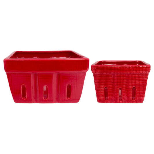 Boston International Red Berry Ceramic Bowls Set of 2