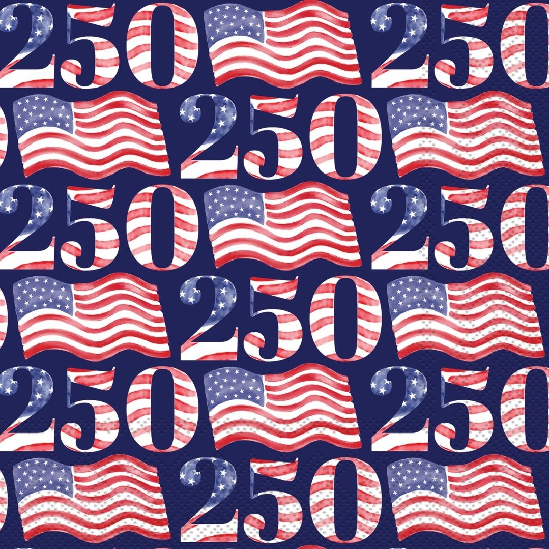 Boston International Paper Cocktail Napkin 20Ct USA 250 Flags Semiquincentennial