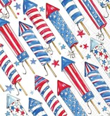 Boston International Paper Guest Towels 16 ct Patriotic Rockets Rosanne Beck