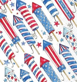 Boston International Paper Guest Towels 16 ct Patriotic Rockets Rosanne Beck
