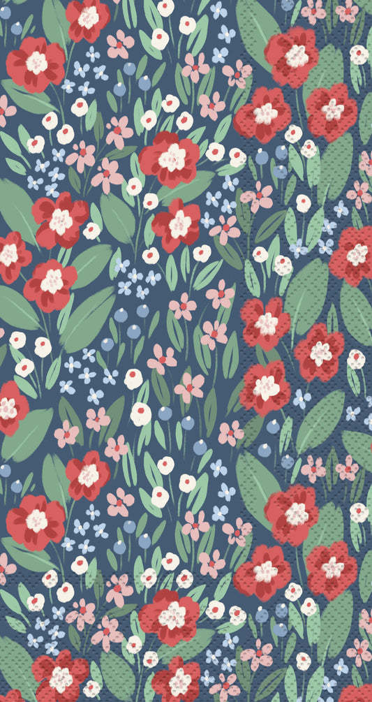 Boston International Paper Guest Towels 16 ct Joyful Arrangements Blue