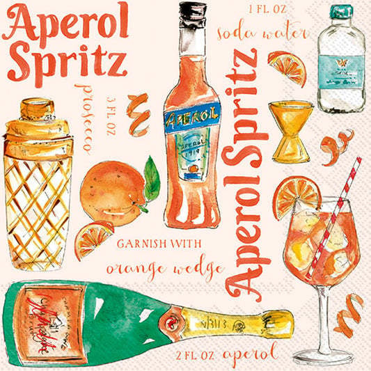 Boston International Paper Cocktail Napkins Pack of 20 Aperol Spritz