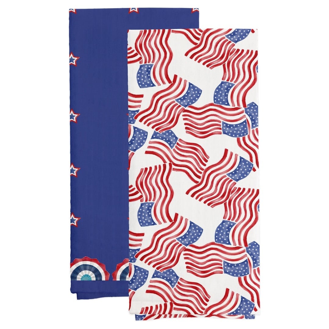 Boston International Stars & Stripes 28" Cotton Tea Towels Set of 2