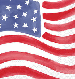 Boston International Paper Cocktail Napkins 20 Ct Stars & Stripes Stamp