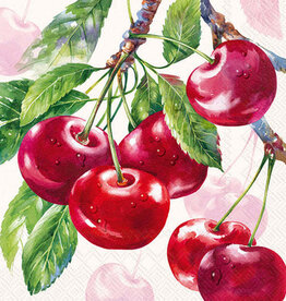 Boston International Paper Cocktail Napkins 20 Ct Cherry Fruits Cream