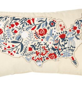 Primitives by Kathy PBK Floral USA Map Pillow
