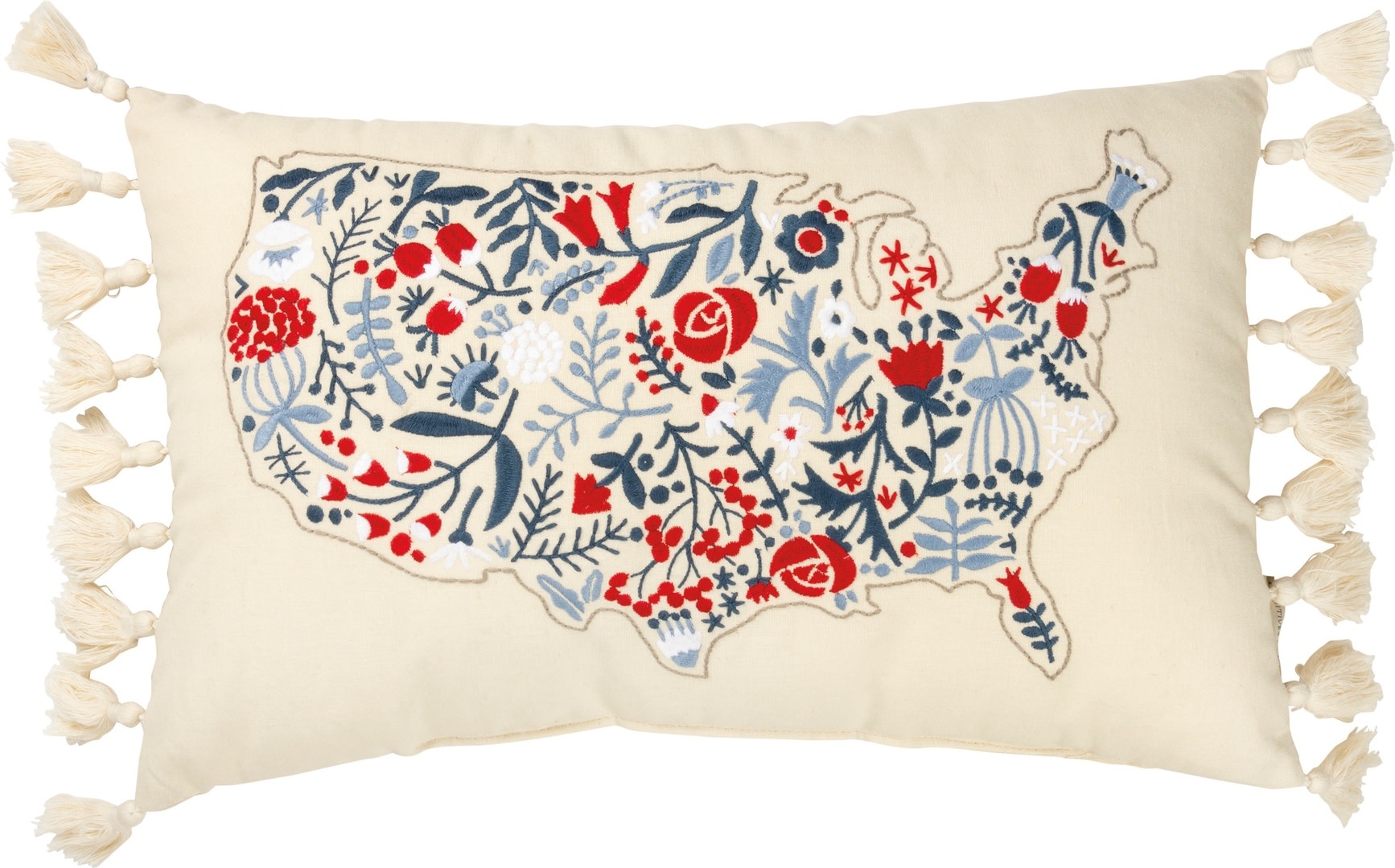 Primitives by Kathy PBK Floral USA Map Pillow