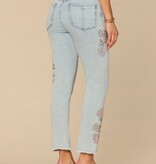 Democracy Light Blue Artisanal 27/11” “AB” Solution Floral Embroidered High Rise Skimmer