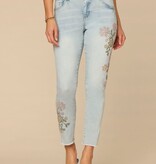 Democracy Light Blue Artisanal 27/11” “AB” Solution Floral Embroidered High Rise Skimmer