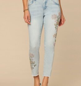 Democracy Light Blue Artisanal 27/11” “AB” Solution Floral Embroidered High Rise Skimmer