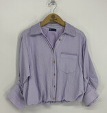 Democracy Frosted Iris Striped Smocked Collar Bubble Shirt