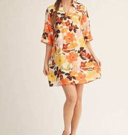 Jodifl Ivory Half Sleeves Floral Shift Dress