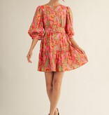 Jodifl Multi Button Down Geo Floral Dress