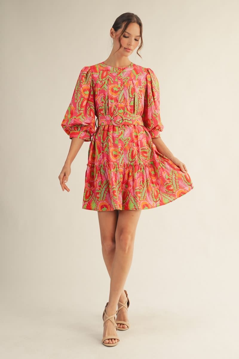 Jodifl Multi Button Down Geo Floral Dress