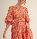 Jodifl Multi Button Down Geo Floral Dress