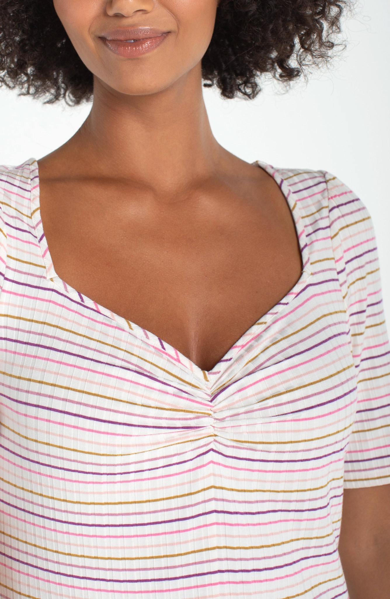 Liverpool Los Angeles 1/2 sleeve sweetheart knit top