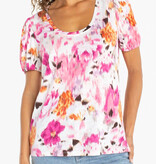 Liverpool Los Angeles puff sleeve scoop neck knit top