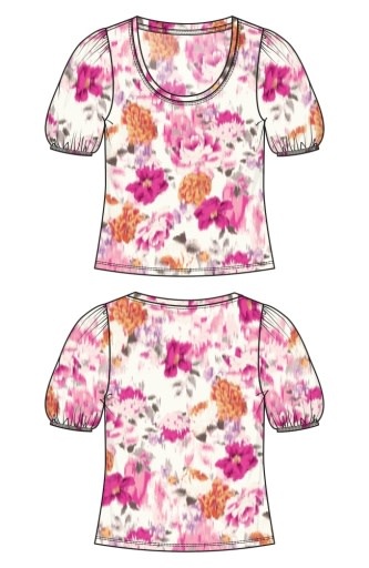 Liverpool Los Angeles puff sleeve scoop neck knit top