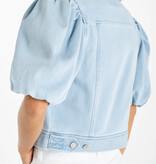 Liverpool Los Angeles puff sleeve cropped trucker jacket