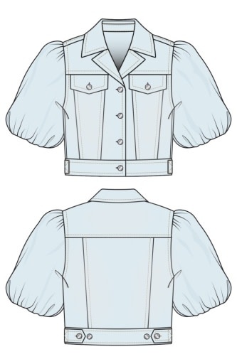 Liverpool Los Angeles puff sleeve cropped trucker jacket