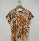 Democracy Macadamia/Raw Sienna SS Printed Scoop Neck Boyfriend Tee