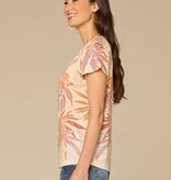 Democracy Macadamia/Raw Sienna SS Printed Scoop Neck Boyfriend Tee