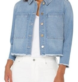 Liverpool Los Angeles crop shacket w/ fray hem