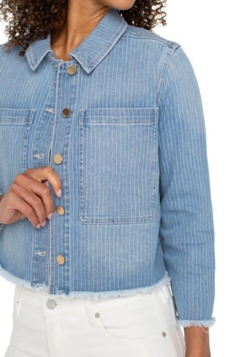 Liverpool Los Angeles crop shacket w/ fray hem